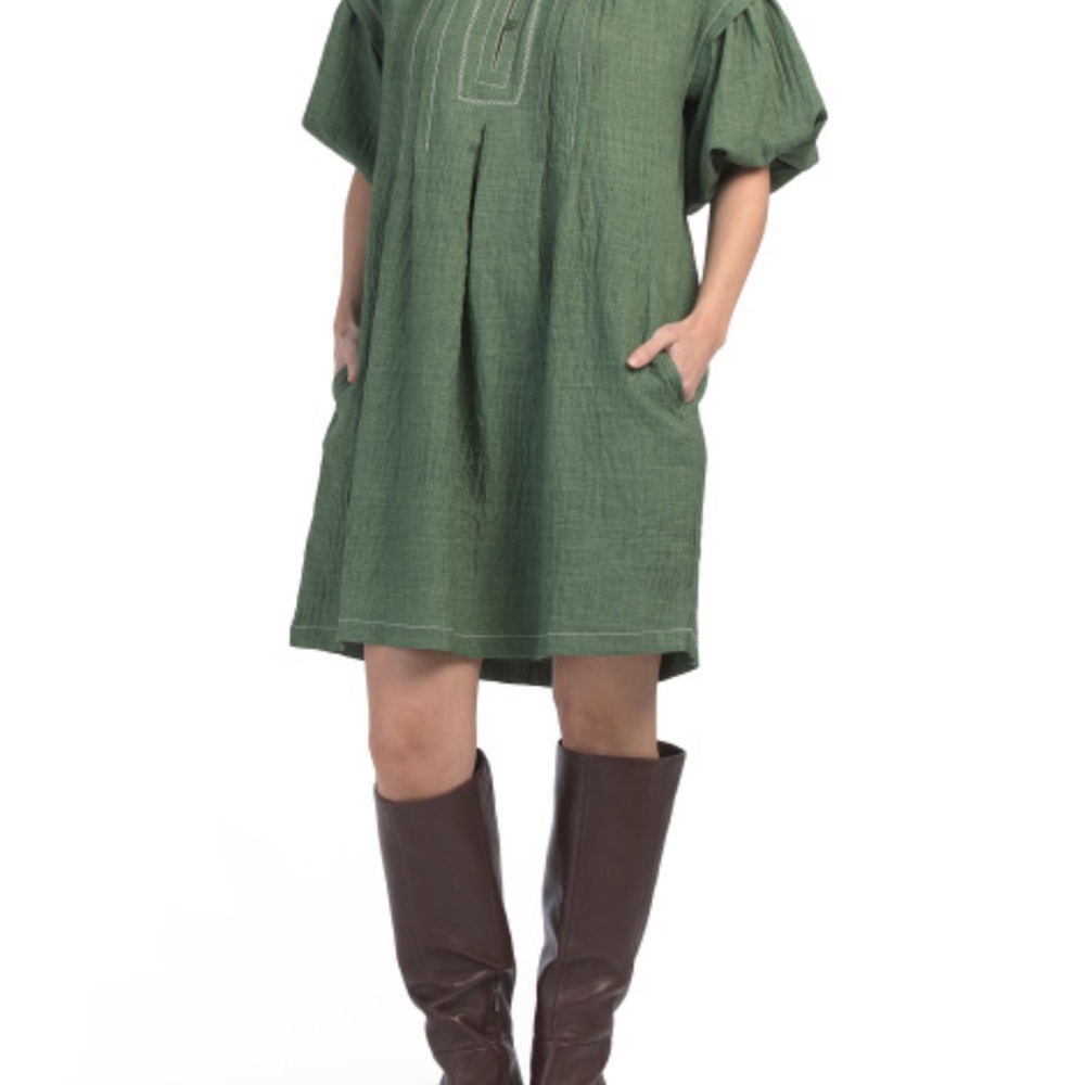 Max Studio Green Puff Sleeve Dress - Picture 2 of 12